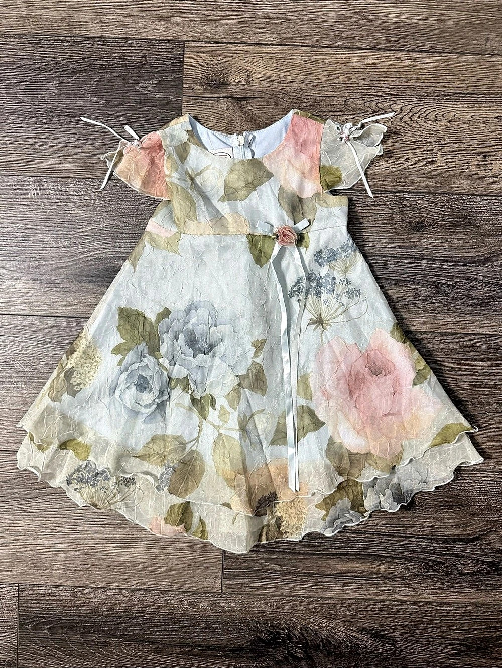 Talbots Kids Floral Dress in Blue & Pink Girls Size 2